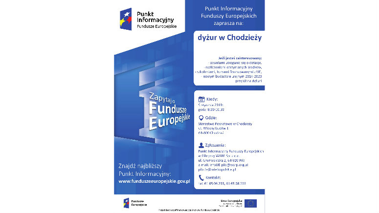 Fundusze Europejskie -  Dyżur w Chodzieży 
